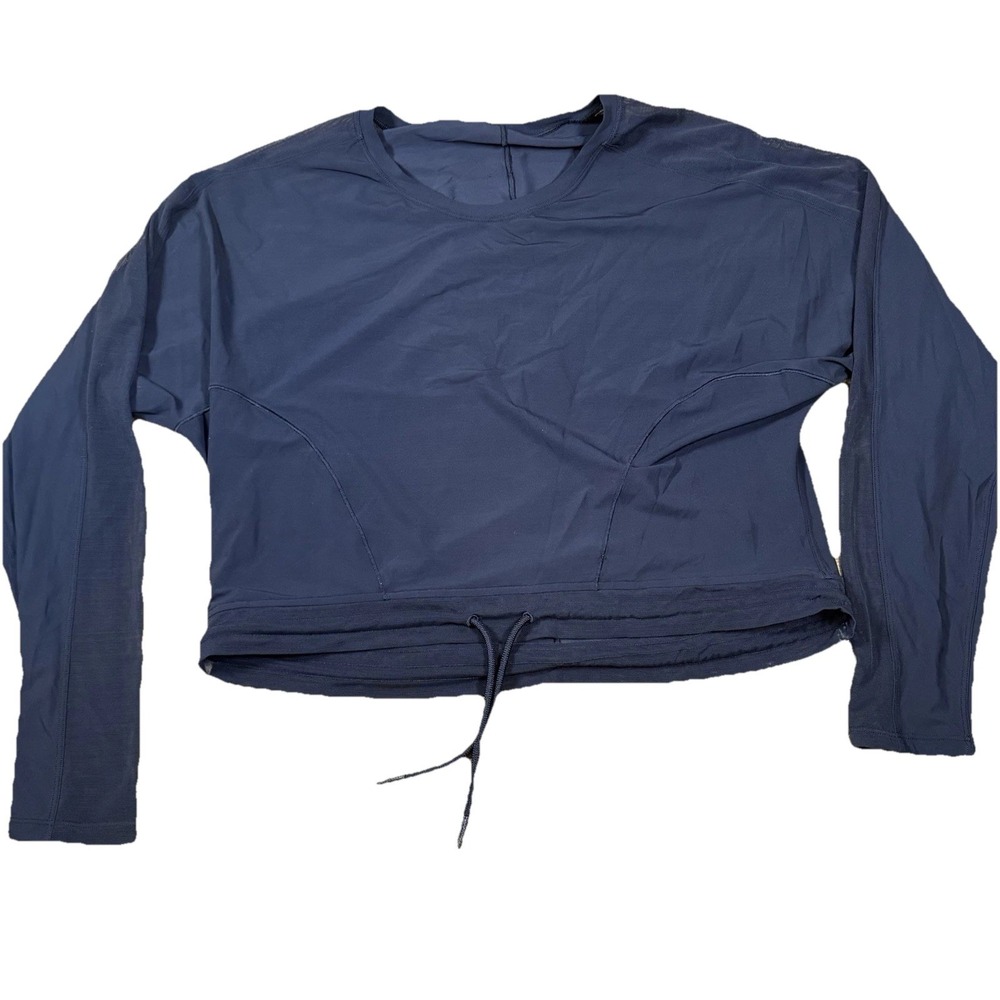 Lululemon Reach For The Run Top Womens Fits 4 Black Mesh Long Sleeve Crop